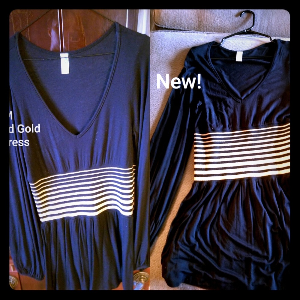 Black and Gold Long Sleeved Mini dress